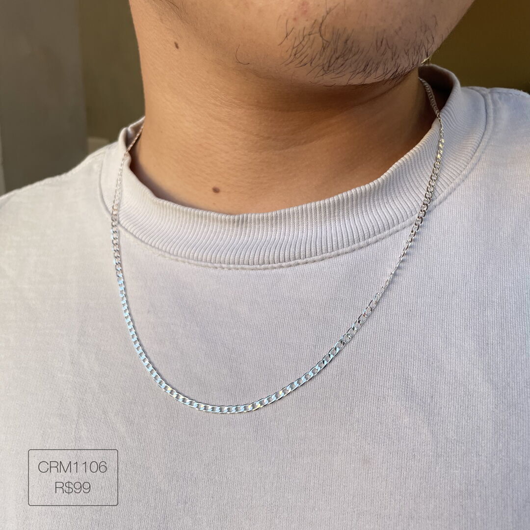 Corrente Média Grumet 60cm Lisa Prateada